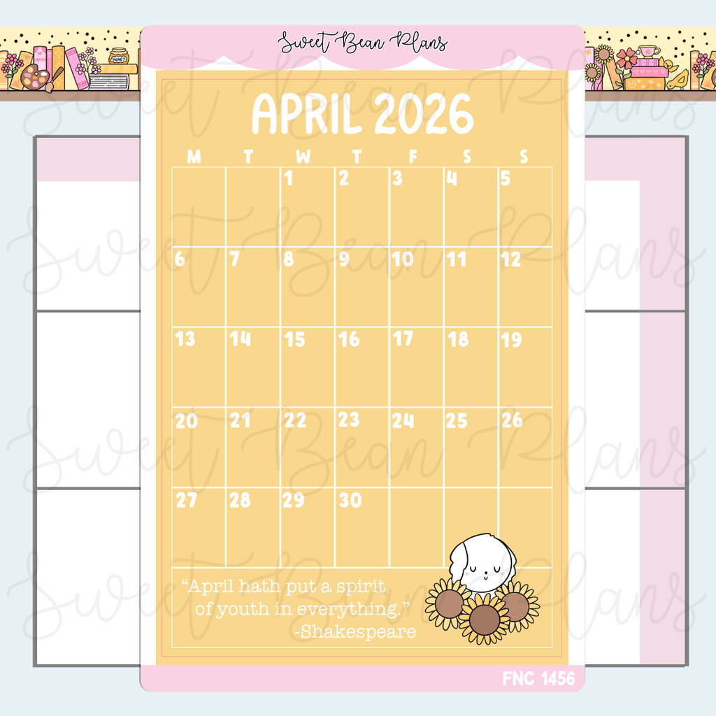 April 2026 Calendar Sticker | Fnc 1456