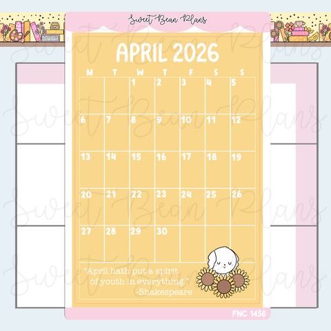 April 2026 Calendar Sticker | Fnc 1456