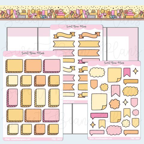Sunny Yellow Bullet Journal Sticker Bundle | Fnc 1462-64