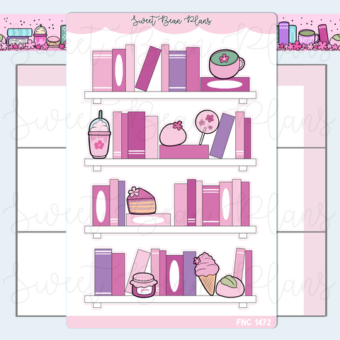 Cherry Blossom Bookshelf Vinyl Planner Stickers | Fnc 1472