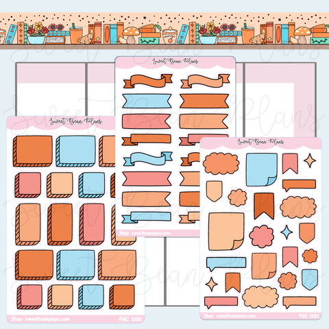 Orange Bullet Journal Sticker Bundle | Fnc 1490-92