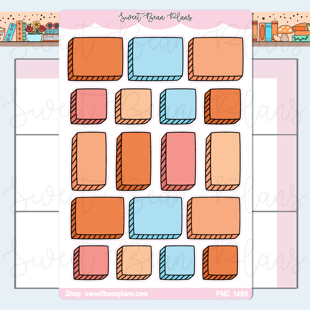 Orange Bullet Journal Boxes Stickers | Fnc 1490