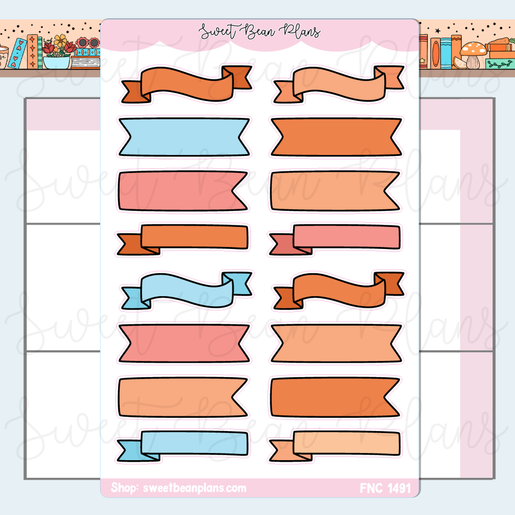Orange Bullet Journal Banners Stickers | Fnc 1491