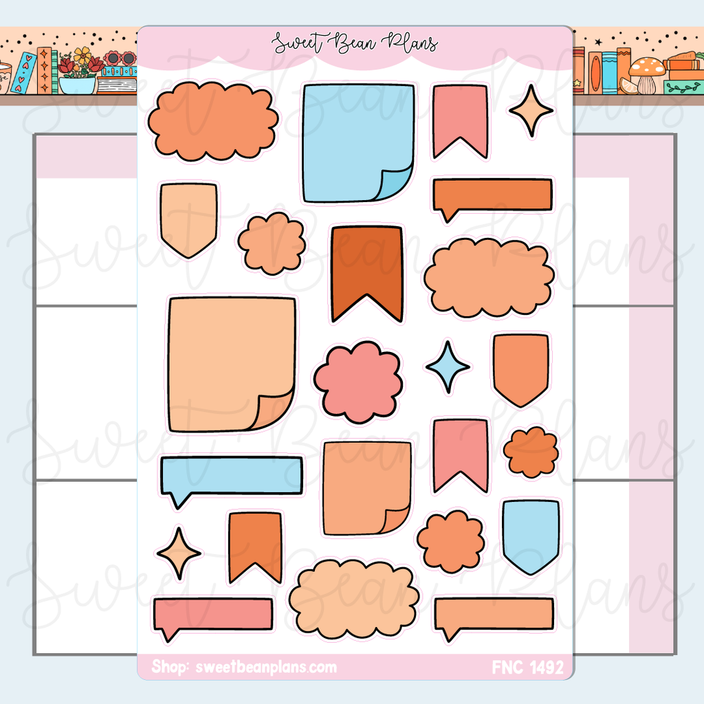 Orange Bullet Journal Doodle Stickers | Fnc 1492