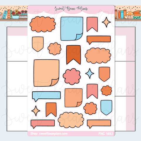 Orange Bullet Journal Doodle Stickers | Fnc 1492