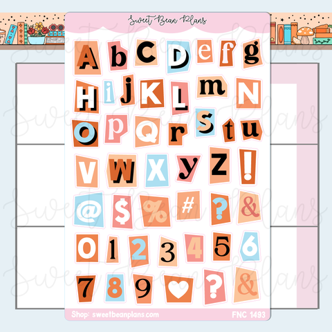 Orange Cutout Letters Stickers | Fnc 1493