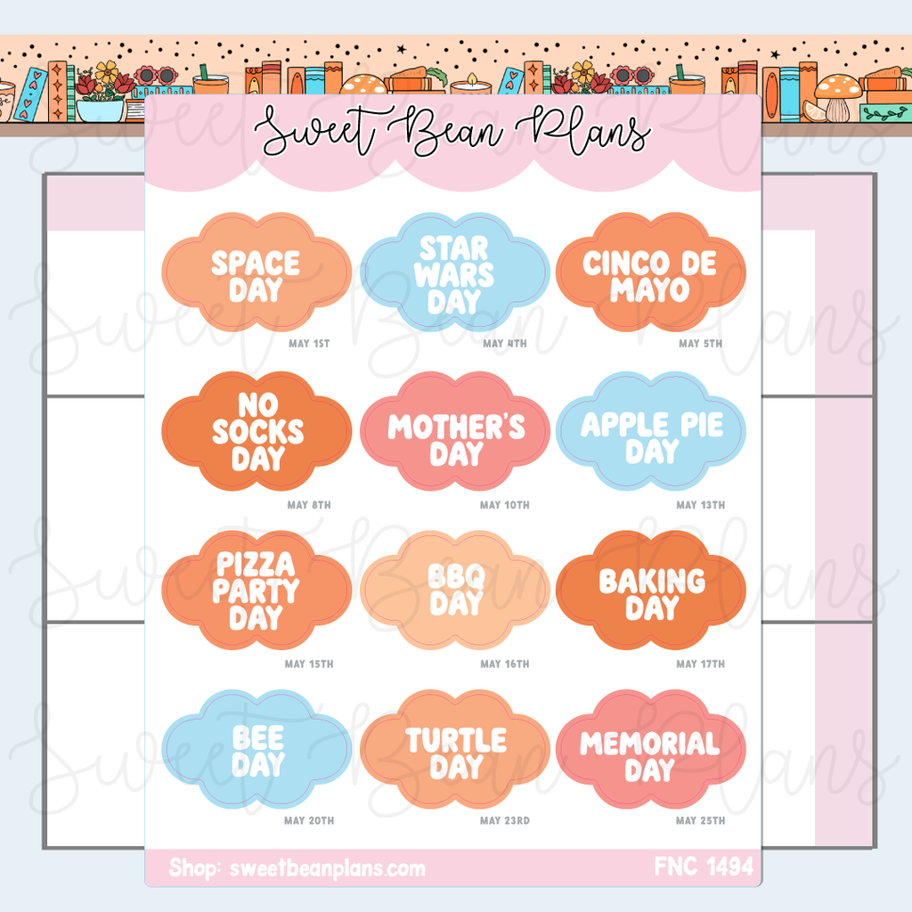 May 2026 Holidays Planner Stickers | Fnc 1494