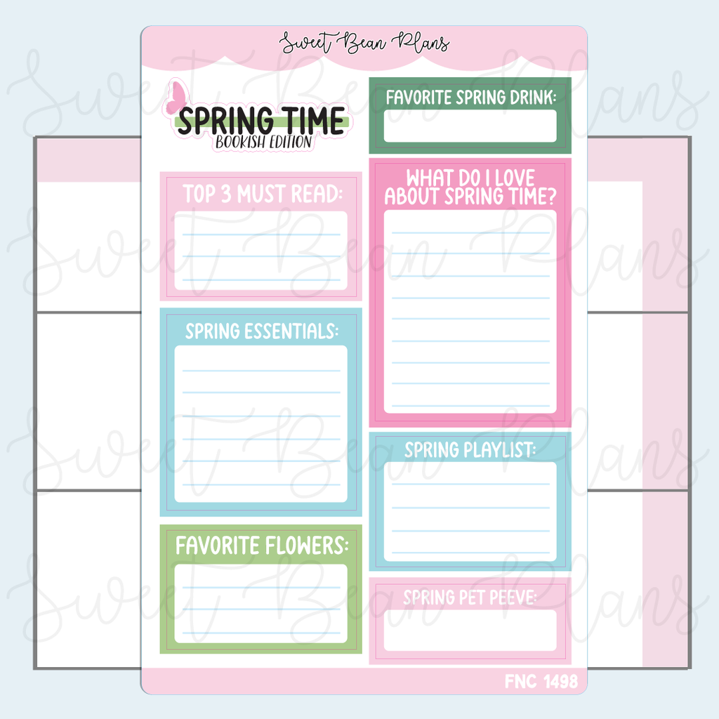 Spring About Me Reading Journal Stickers | Fnc 1498
