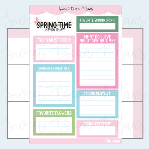 Spring About Me Reading Journal Stickers | Fnc 1498