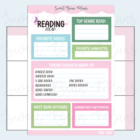 Spring Recap Reading Journal Stickers | Fnc 1501