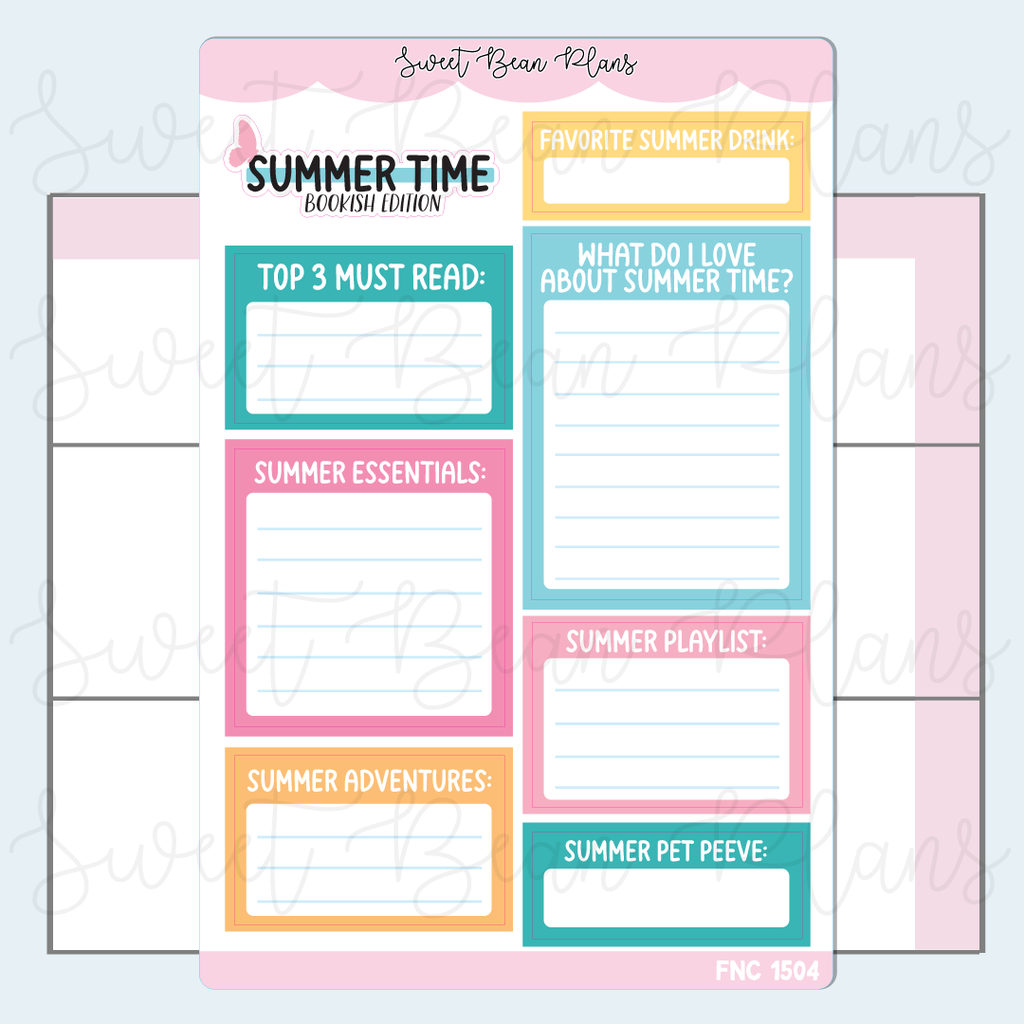 Summer About Me Reading Journal Stickers | Fnc 1504