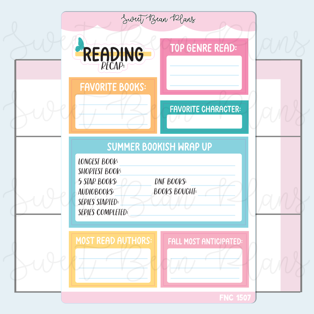 Summer Recap Reading Journal Stickers | Fnc 1507