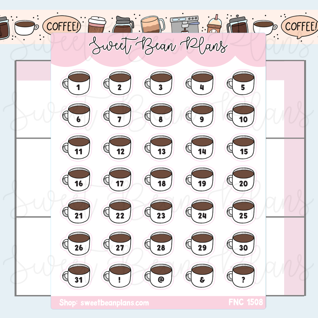 Coffee Mug Date Number Stickers | Fnc 1508