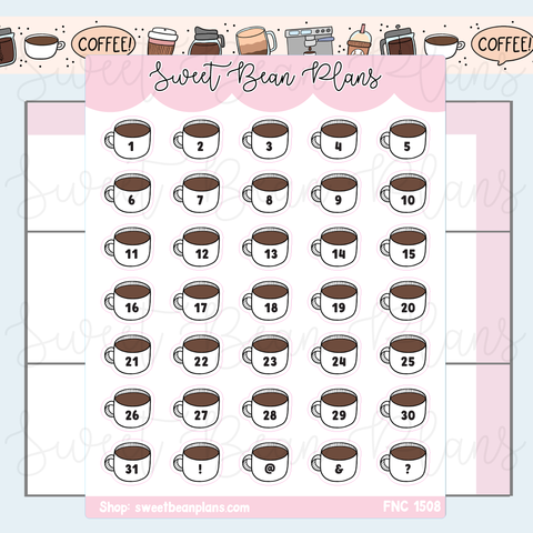 Coffee Mug Date Number Stickers | Fnc 1508