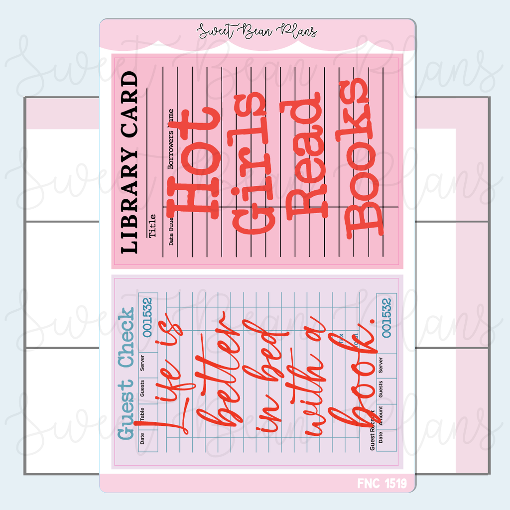Pink Library Card Large Stickers | Fnc 1519
