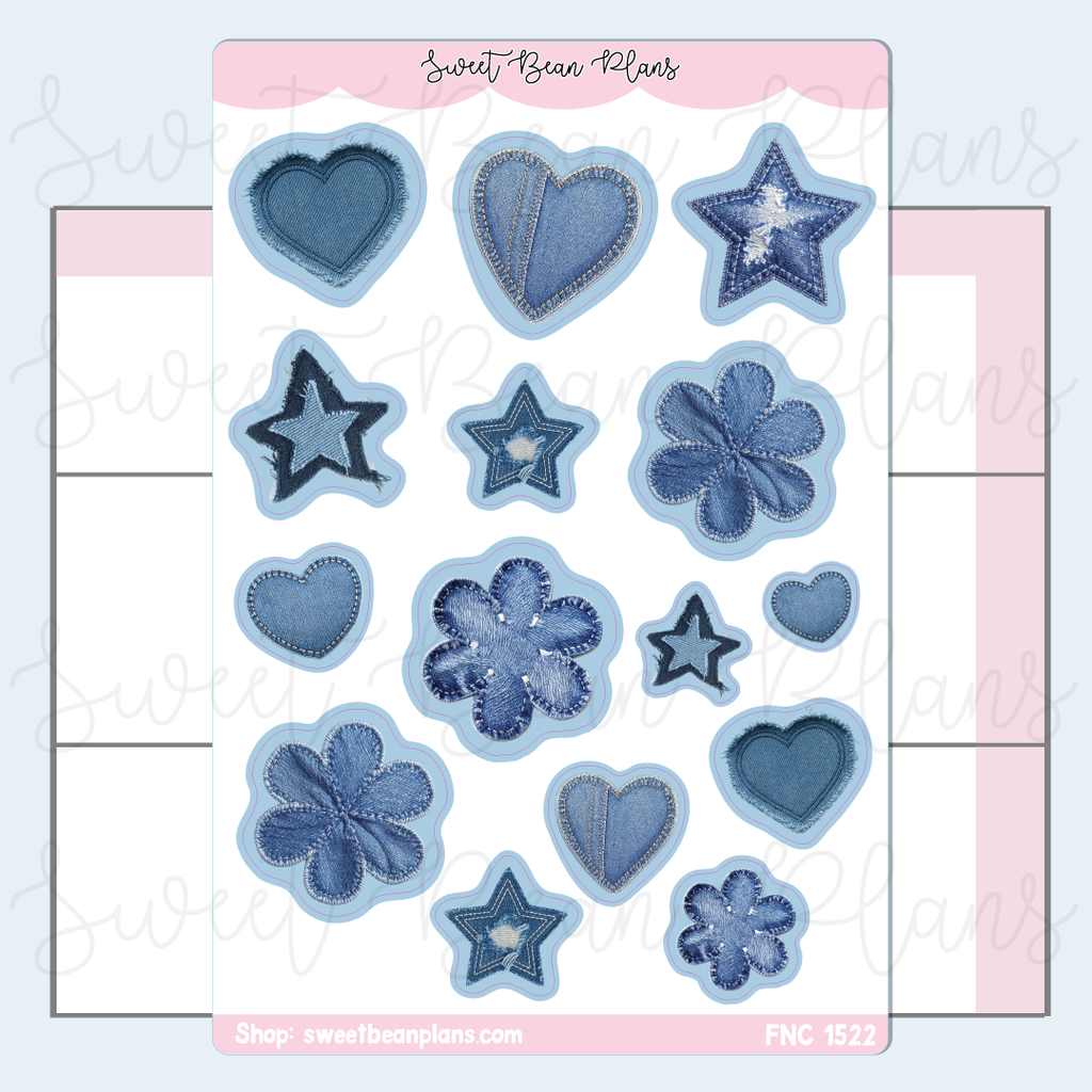 Denim Junk Journal Stickers | Fnc 1522