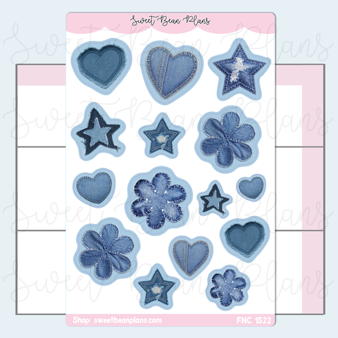 Denim Junk Journal Stickers | Fnc 1522
