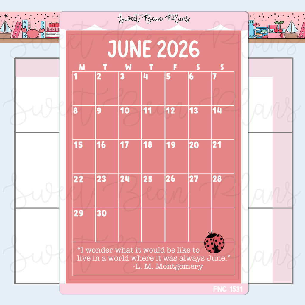 June 2026 Calendar Sticker | Fnc 1531