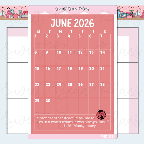 June 2026 Calendar Sticker | Fnc 1531