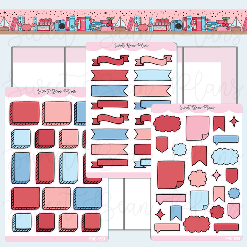 Red Bullet Journal Sticker Bundle | Fnc 1537-39