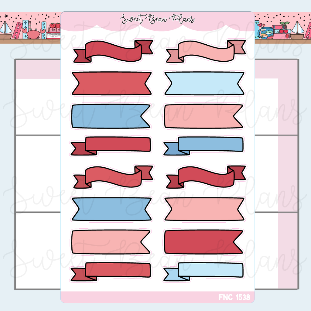 Red Bullet Journal Banners Stickers | Fnc 1538