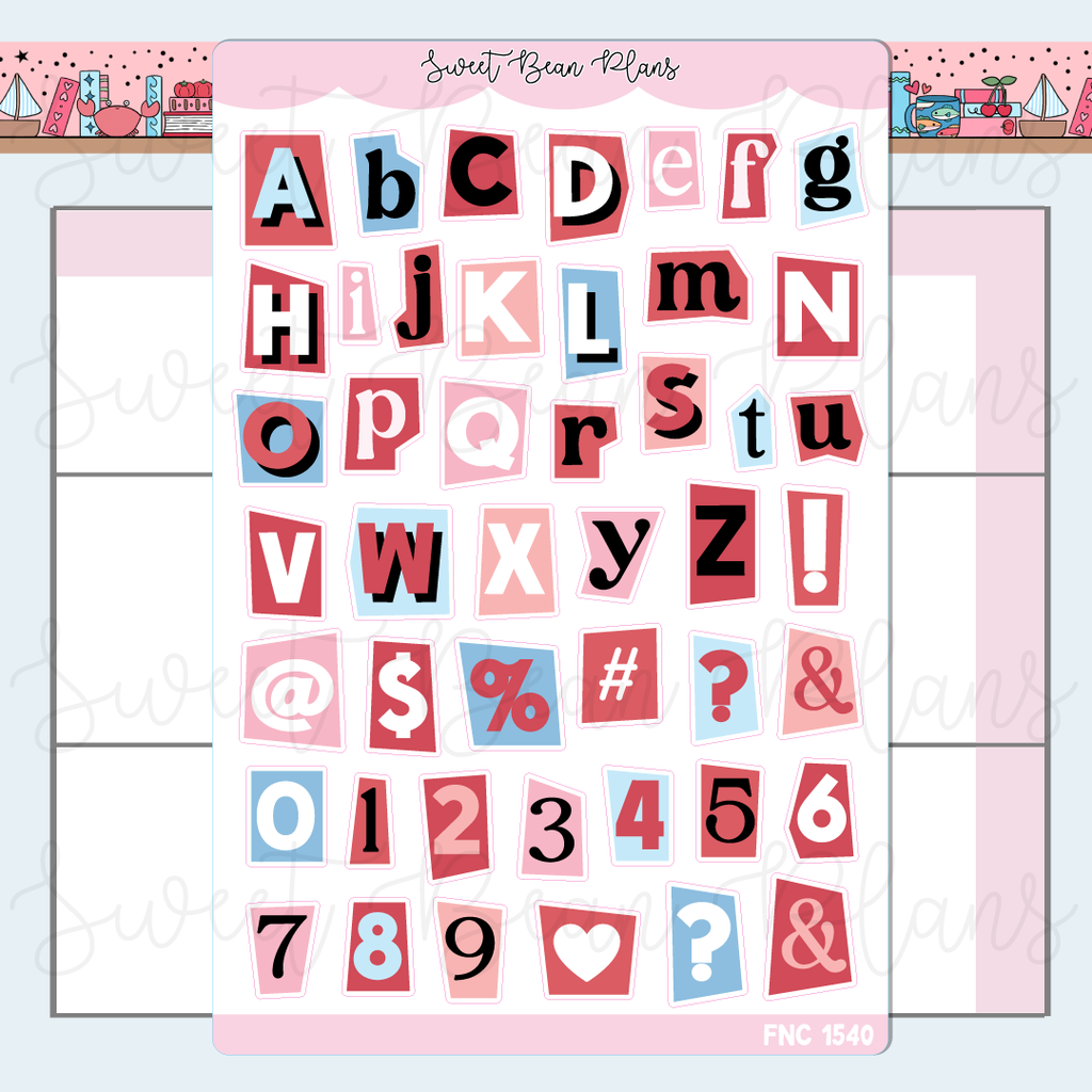 Red Cutout Letters Stickers | Fnc 1540