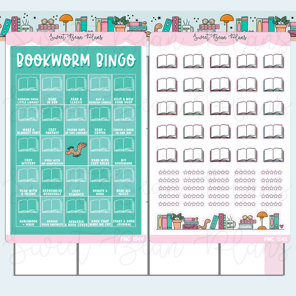 Bookworm Bingo Journal Stickers | Fnc 1544-45