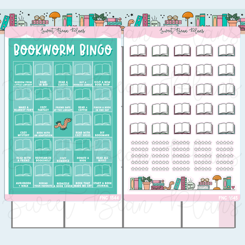 Bookworm Bingo Journal Stickers | Fnc 1544-45