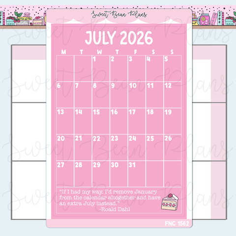 July 2026 Calendar Sticker | Fnc 1562