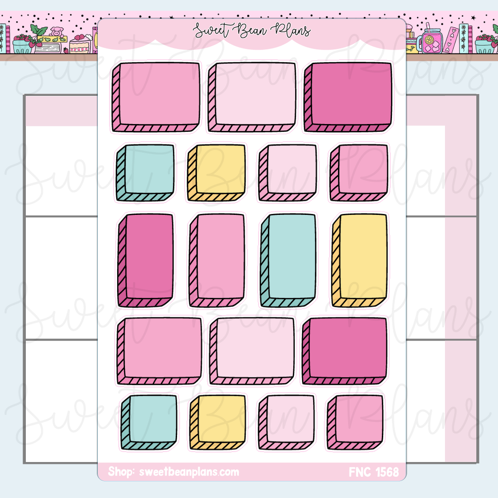 Pink Bullet Journal Boxes Stickers | Fnc 1568
