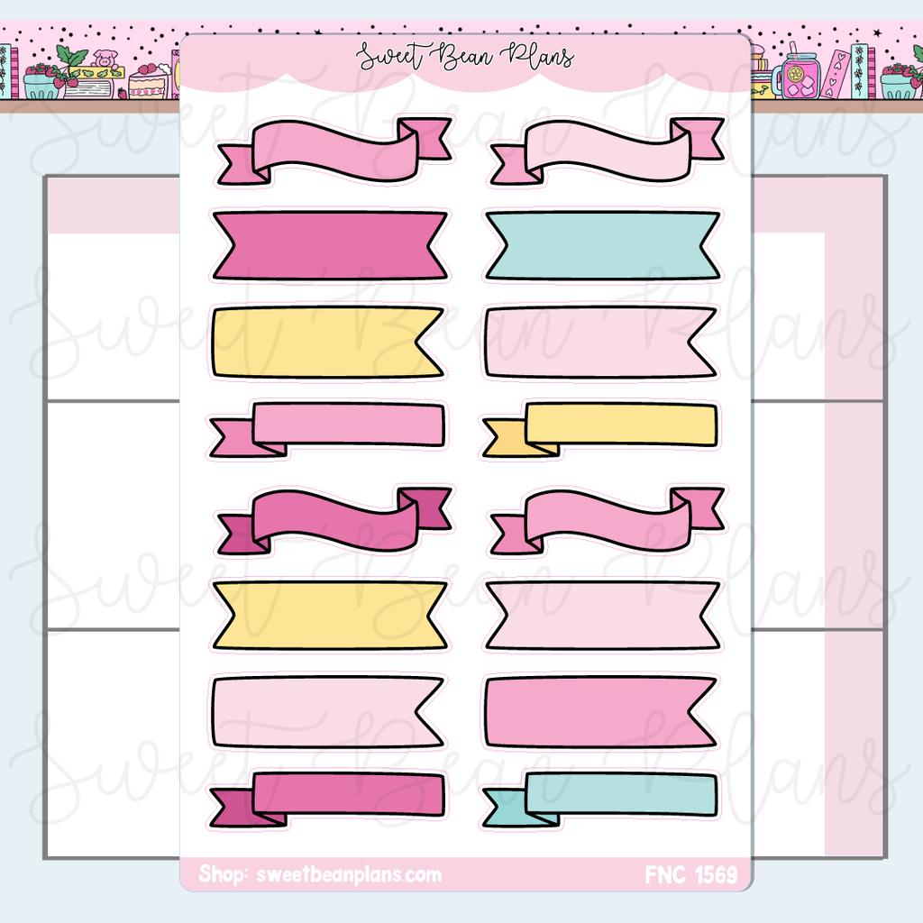Pink Bullet Journal Banners Stickers | Fnc 1569
