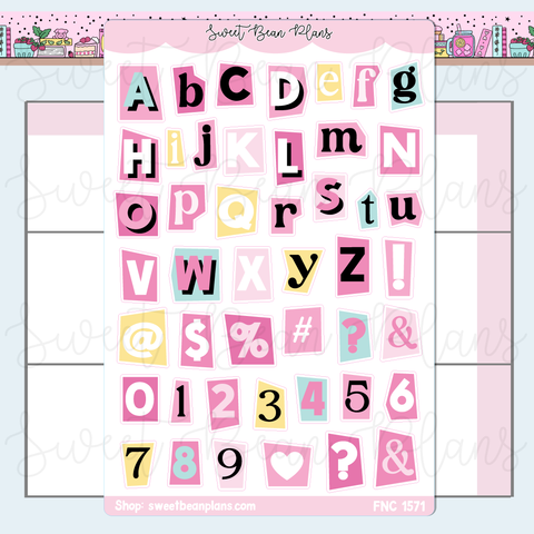 Pink Cutout Letters Stickers | Fnc 1571