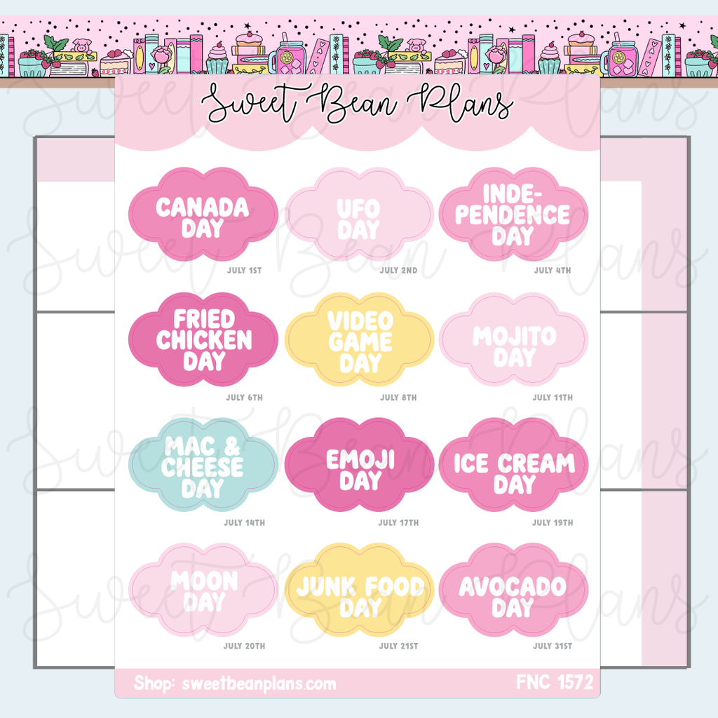 July 2026 Holidays Planner Stickers | Fnc 1572