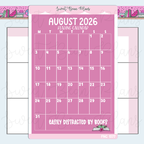 August 2026 Reading Calendar Stickers | Fnc 1577