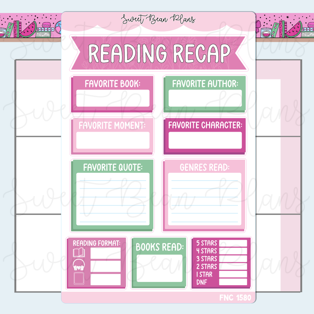 August 2026 Reading Recap Stickers | Fnc 1580