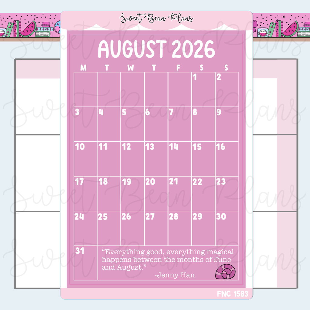 August 2026 Calendar Sticker | Fnc 1583