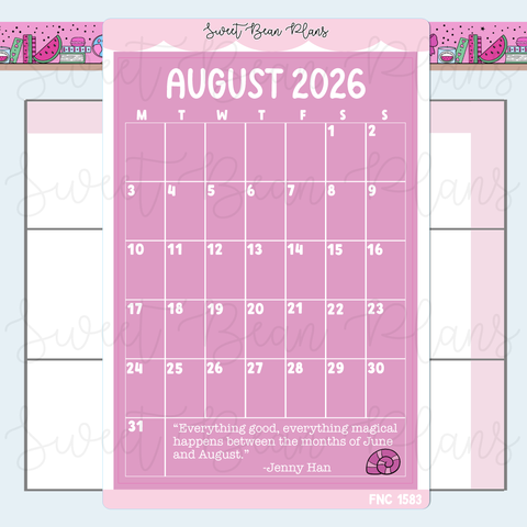 August 2026 Calendar Sticker | Fnc 1583