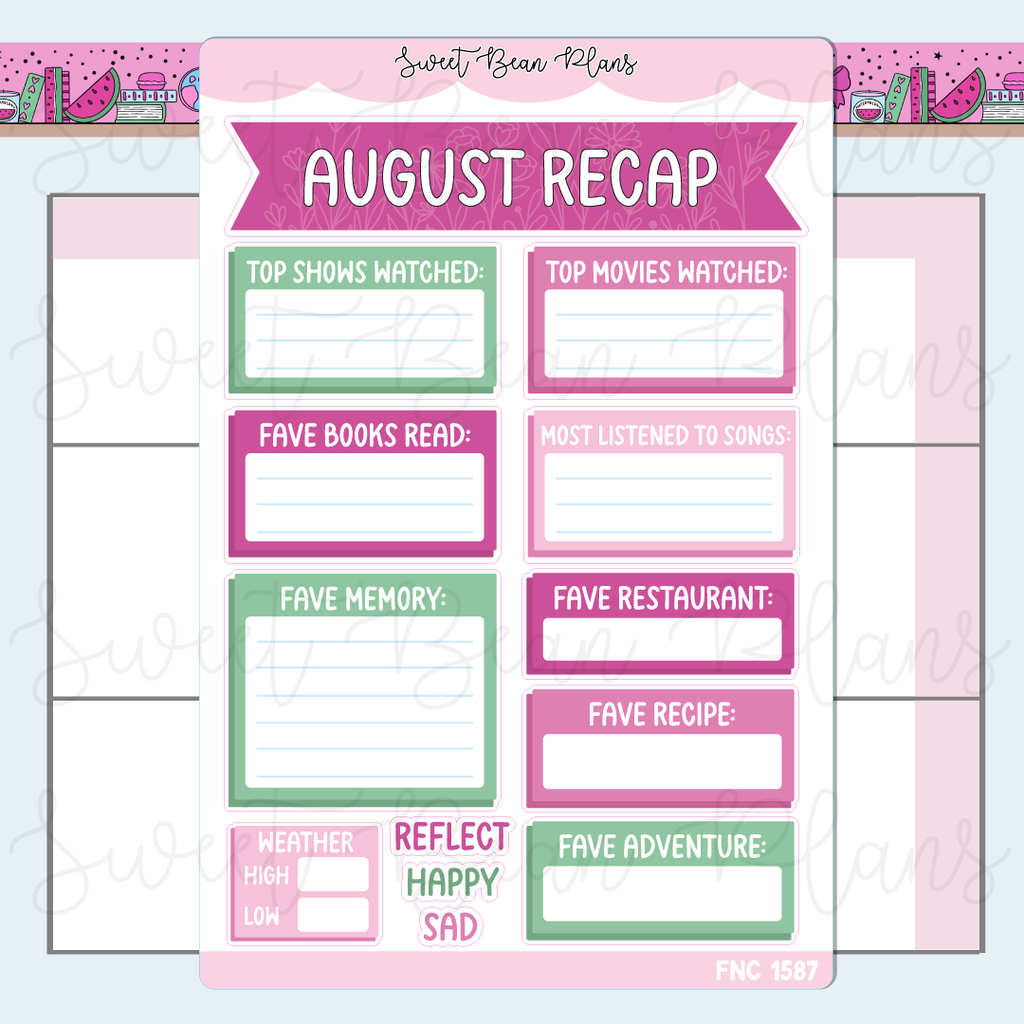 August 2026 Recap Stickers | Fnc 1587