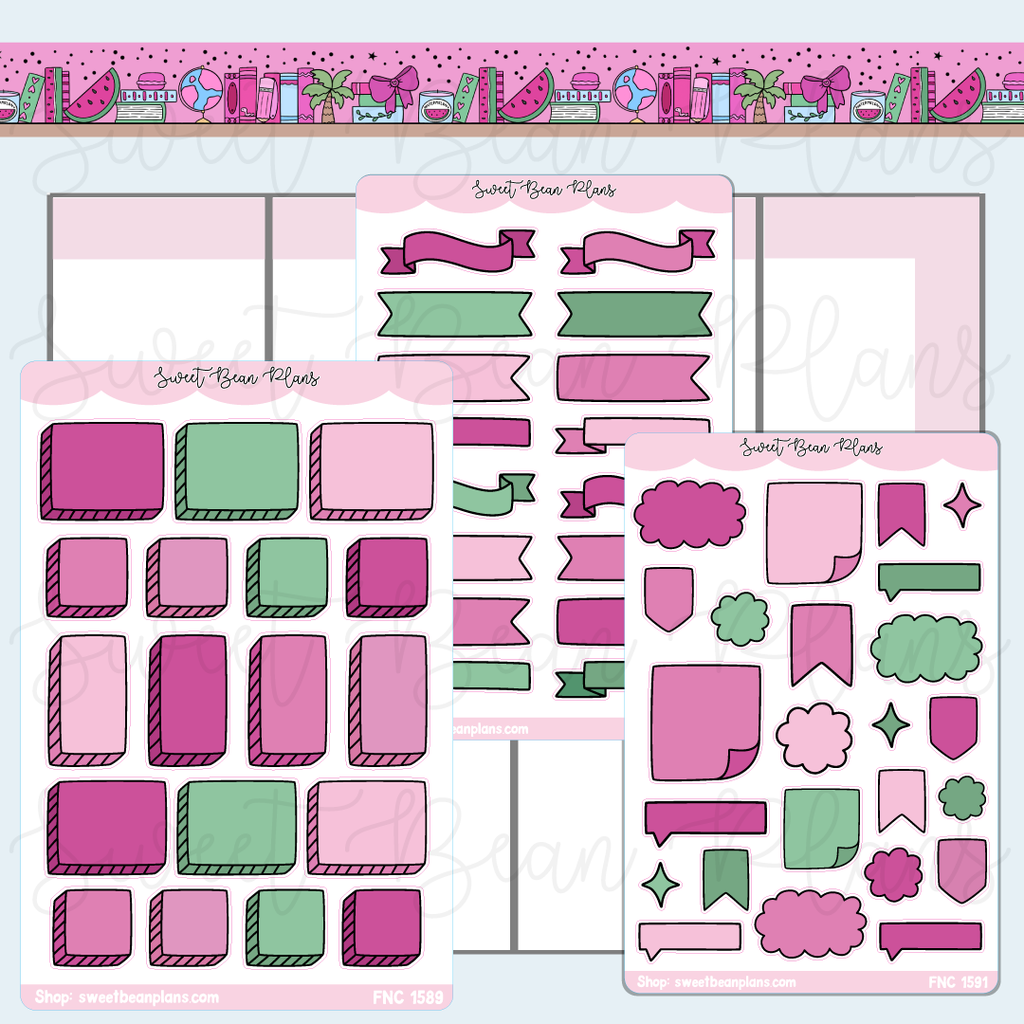 Watermelon Bullet Journal Sticker Bundle | Fnc 1589-91