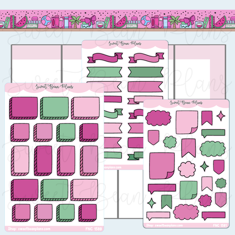 Watermelon Bullet Journal Sticker Bundle | Fnc 1589-91