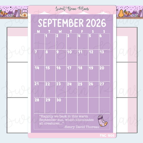 September 2026 Calendar Sticker | Fnc 1606