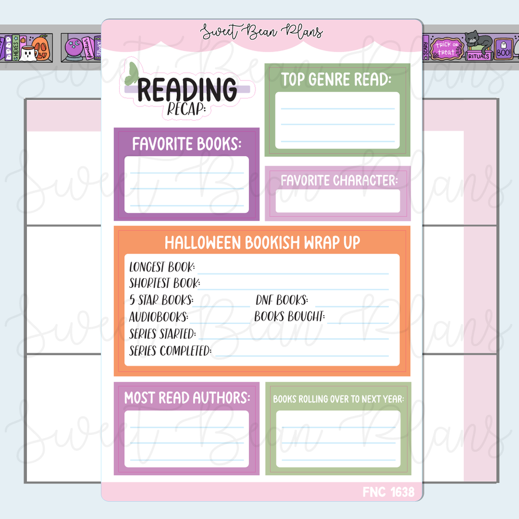 Halloween Recap Reading Journal Stickers | Fnc 1638