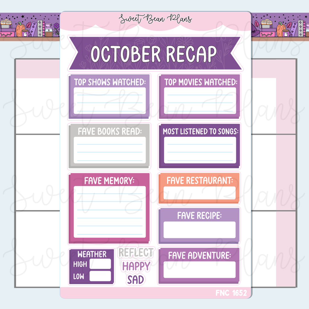 October 2026 Recap Stickers | Fnc 1652