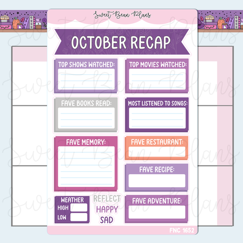 October 2026 Recap Stickers | Fnc 1652