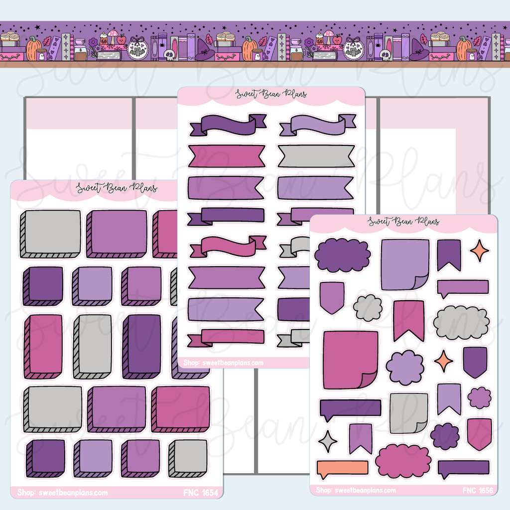 Purple Bullet Journal Sticker Bundle | Fnc 1654-56