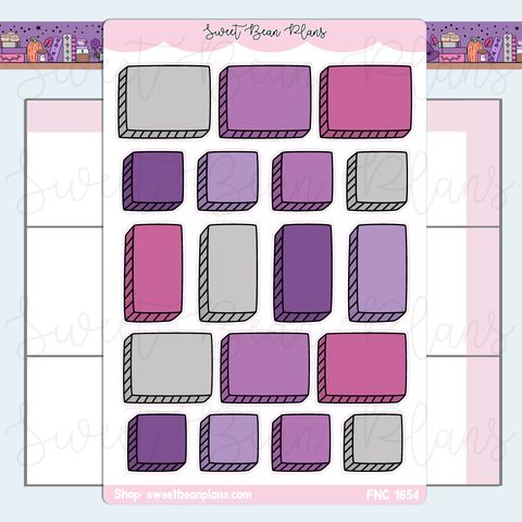 Purple Bullet Journal Boxes Stickers | Fnc 1654