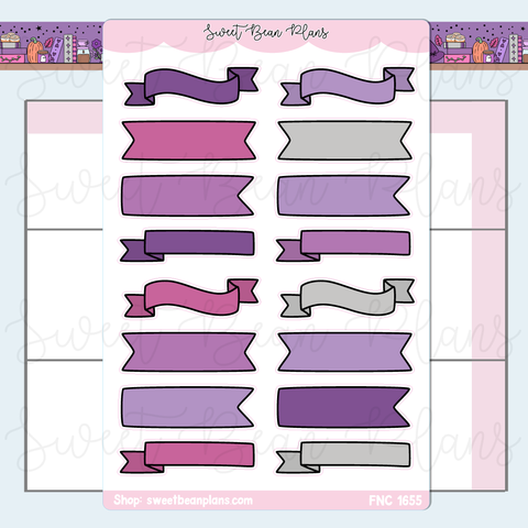 Purple Bullet Journal Banners Stickers | Fnc 1655