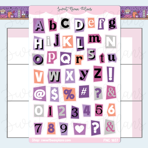 Purple Cutout Letters Stickers | Fnc 1657