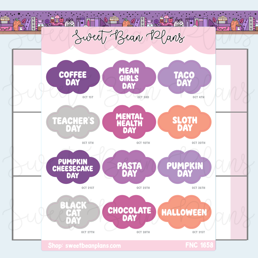 October 2026 Holidays Planner Stickers | Fnc 1658