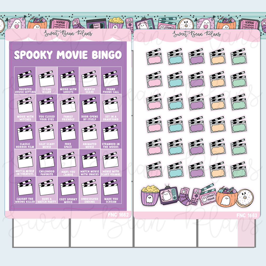 Spooky 2026 Movie Bingo Journal Stickers | Fnc 1662-63